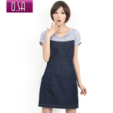 osa欧莎o.sa高品质女装正品夏装加大码修身牛仔连衣裙子L00213