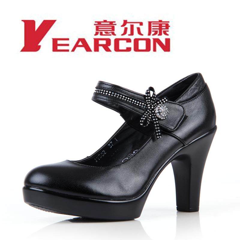 2012秋款意爾康女鞋正品高跟鞋真皮防水臺夜店 超高粗跟鞋單鞋 女