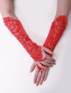 Bride wedding gloves red lace mitten glove accessories wedding dress cheongsam gloves