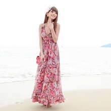 夏季新品2012韩版女 碎花波西米亚长裙 雪纺长裙 裙子 沙滩裙1277