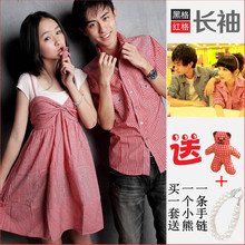 特价正品包邮2012METIS玫提斯ql<span class=H>情侣</span>装约定夏季韩版格子衬衣衬衫