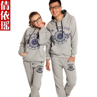  秋冬新款情侣装卫衣套装女韩版套头带帽运动休闲加厚情侣卫衣