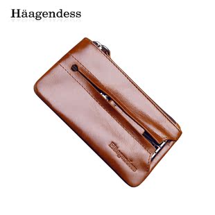  哈根德斯正品 男士女士真皮钥匙包零钱包 多功能小拉链包30245