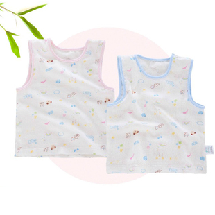  贝贝叶 背心 竹纤维宝宝纱布背心 夏季马甲儿童男童女童夏纯棉