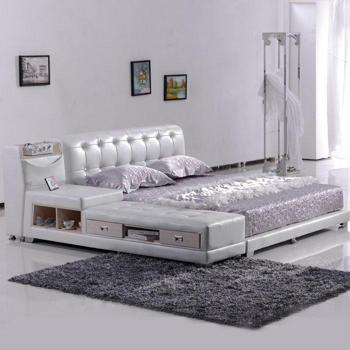 卓尚时尚简约高端榻榻米真皮床多功能储物1.21.51.8双人真皮软床