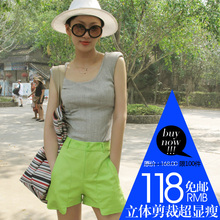 兜住了世界 2012夏季必备百搭立体口袋内里印花多色显瘦短裤女
