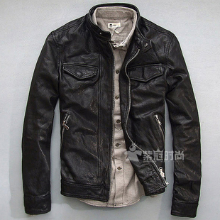  Diesel 迪赛 真皮夹克 男款 绵羊皮夹克 加肥加大码号 摇滚机车服