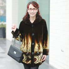 2011冬装新 正品 <span class=H>中</span><span class=H>老年</span>女装女士大码丝绒<span class=H>棉衣</span> 獭兔毛领棉袄P3619