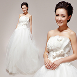 2012新款 vera wang风格手工花朵抹胸绝美仙女婚纱礼服~实物拍摄