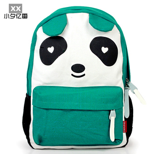  【小夕亿番】包邮双肩包女韩潮卡通熊猫可爱帆布中小学生书包背包