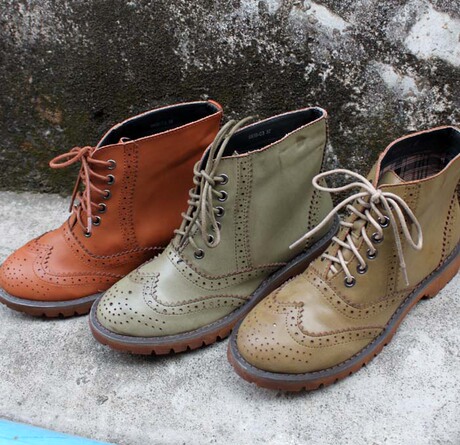 【miaolixieye】潮牌 复古厚底低跟 <em>布洛克</em>系带