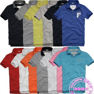   新款净色AbercrombieFitch男士翻领polo衫af男翻领短袖polo