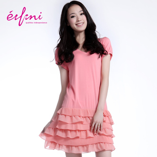 伊芙丽 2012夏季新款 韩版修身百褶气质女裙子打底连衣裙1049903