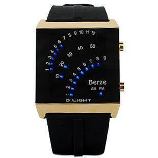 秒杀包邮！不参加活动) Berze 时尚真皮 韩版 LED 新款 手表 9823