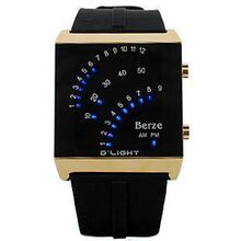 秒杀包邮！不参加活动) Berze 时尚真皮 韩版 LED 新款 手表 9823