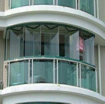 Складные балкон окно/балкон/бескаркасных бескаркасных изогнутые безрамное остекление/люкс.