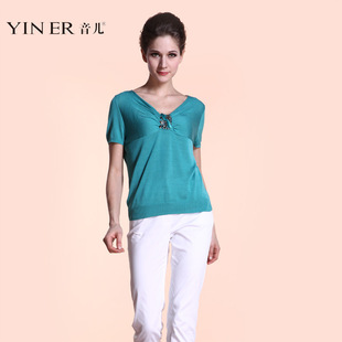 YINER音儿影儿 专柜正品2012夏新浅蓝针织衫80206810包邮