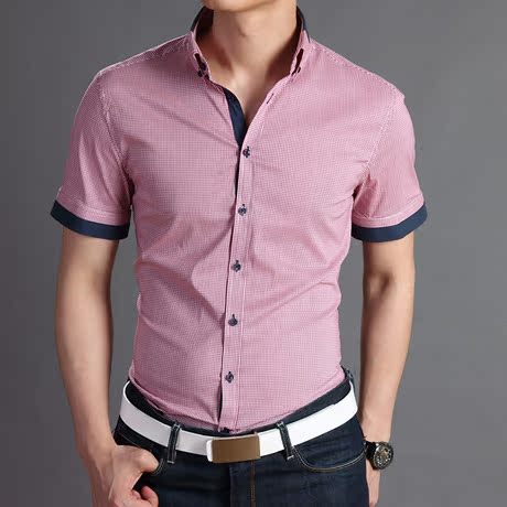 2014夏装新款海澜之家男装男士短袖衬衫 韩版