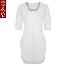 恋衣莹女装 2012新款韩版夏季蓬蓬淑女裙子 蕾丝雪纺气质连衣裙