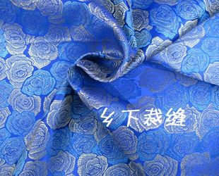 织锦缎面料、古装汉服面料、新娘装布料、蓝玫