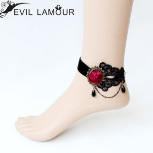  年后发货 Evil lamour哥特风黑色蕾丝脚链VINTAGE复古首饰饰品