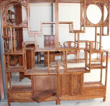 剡雅居中式实木榆木 古典仿古家具 博古架 多宝格 展示陈列架