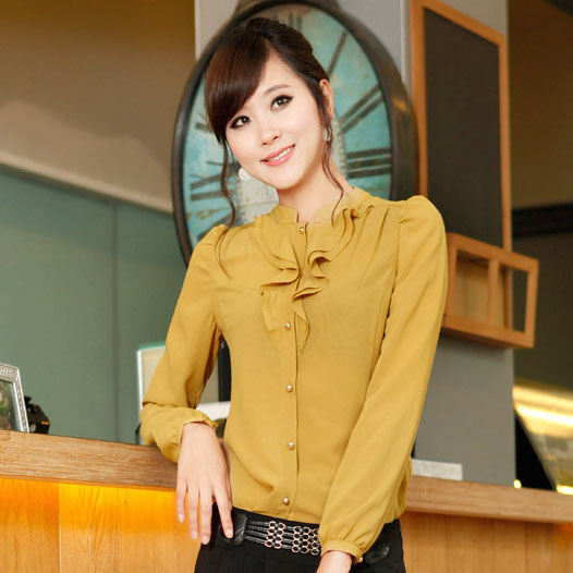 荷叶边饰缎面雪纺...