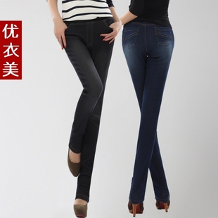  优衣美女裤 冬装新品 显瘦休闲铅笔裤子加厚牛仔裤女冬加绒裤2626