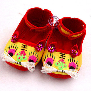  『贝贝小脚丫』传统手工软底婴儿鞋,百天满月老虎鞋,虎头鞋