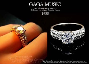  5折秒杀超闪!以假乱真瑞士钻戒新娘结婚仿真水晶戒指八心八箭原60