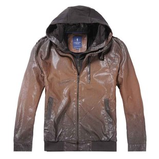  与狼共舞春装专柜价799男士时尚可脱卸帽PU夹克外套202101810