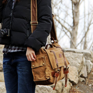 背包客backpacker <span class=H>BBK</span>-3中款休闲单反摄影包个性复古帆布相机包