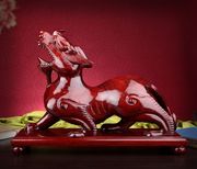 红木工艺品麒麟貔貅家居，玄关摆件动物，实木雕摆设大号一对