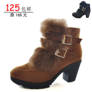  125包邮正品老北京布鞋冬季时尚高跟粗跟加厚女棉鞋 棉靴短靴子
