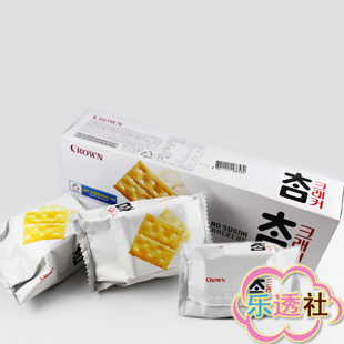  乐透社 韩国进口食品 Crown可拉奥太口咸苏打饼干 太口饼干56g
