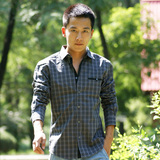 JackJones/杰克琼斯专柜正品 男士黑灰格子长袖衬衫05089