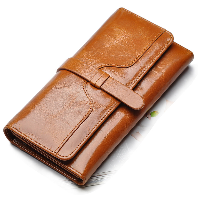 Vintage Princess leather purse woman pedicle long oil wax, Nicole bulk leather wallets men Lady wallet