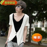 夏2011新款 男生修身V领t恤 非主流短袖 潮牌男装日韩版潮流衣服