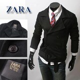 09款冬装<span class=H>ZARA</span> 时尚双排扣高品质加大直筒风范 毛呢外套 801[男]