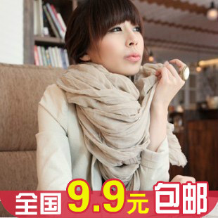 褶皱超长围巾男女大丝巾披肩 9.9元全国包邮 围巾 韩国秋冬 女