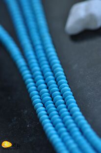  l流光家 纯天然美国绿松石 4*2mm瓷松算盘珠/散珠 GIA/AGTA鉴定