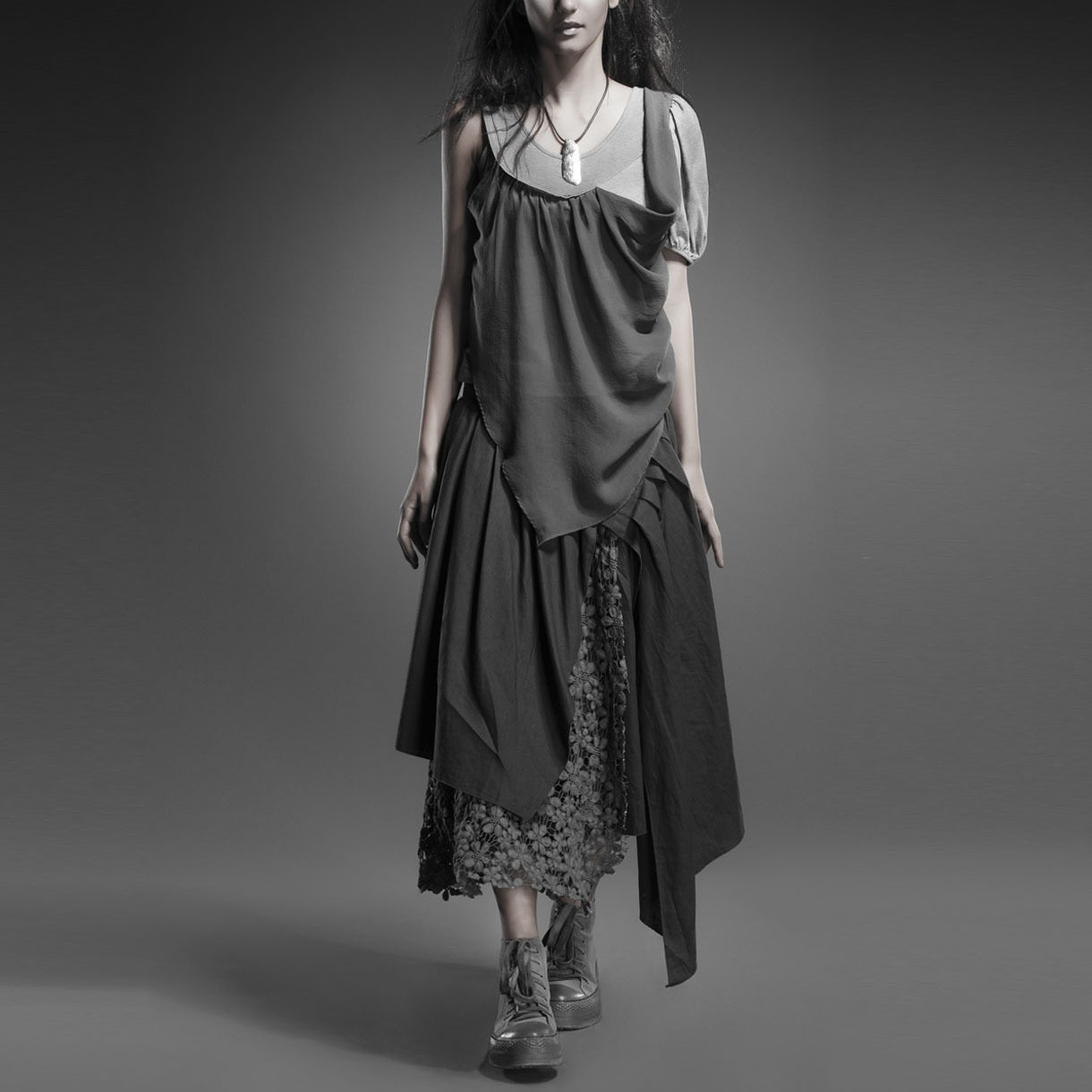 <em>sdeer圣迪奥</em> 专柜正品 女装夏装文艺风不规则裙