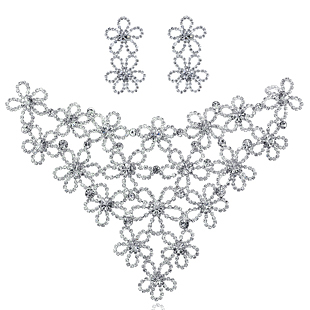  千色新娘 幸福之爱韩式花朵水钻婚纱头饰套装 结婚发饰 可做项链