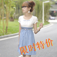 满百包邮 2010秋装新款!韩版女装高腰服装圆领连衣裙A5160