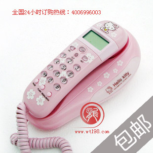Hello kitty电话机 卡通电话机 壁挂式 来电显示 时尚可爱 包邮