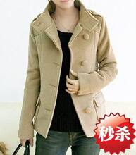 特价2012新款春装女装韩版OL通勤立领肩章仿羊毛绒毛呢子短款外套