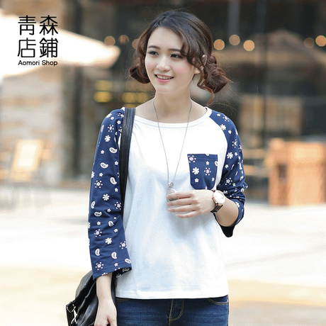 2014韩国大款t恤nv女学生长袖宽松t血体恤衫中