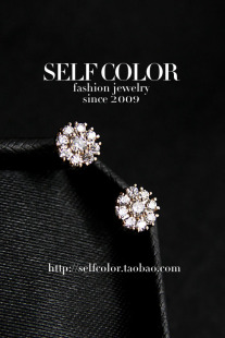  爆闪!七星盘钻 OL 仿真 钻石 耳钉 耳环 结婚 饰品 女