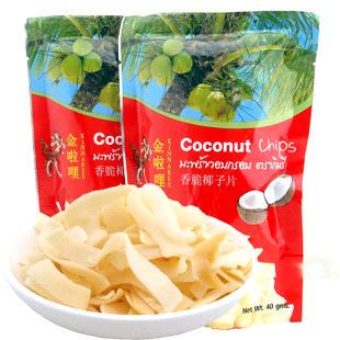  限时特价 泰国 进口美食 金啦哩 果干 椰子片 100%纯椰肉 40g