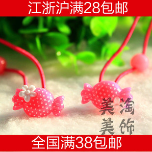  韩国儿童小糖果发圈发饰头饰品 韩版宝宝公主皮筋发绳头绳 单只